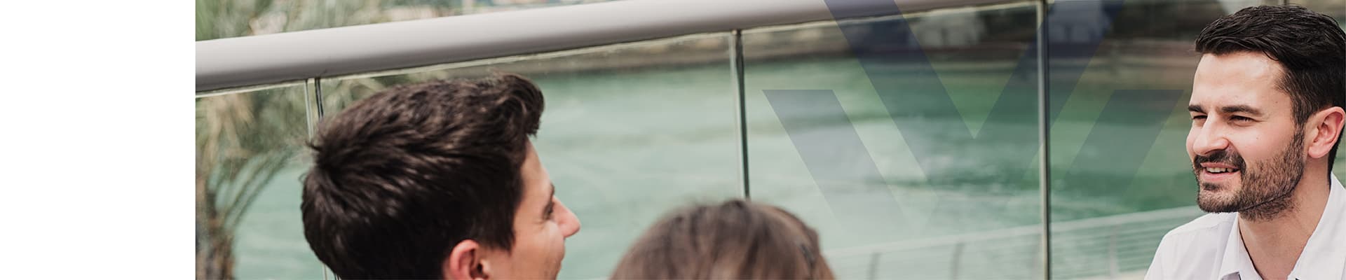 Broker consulting with yacht buyer