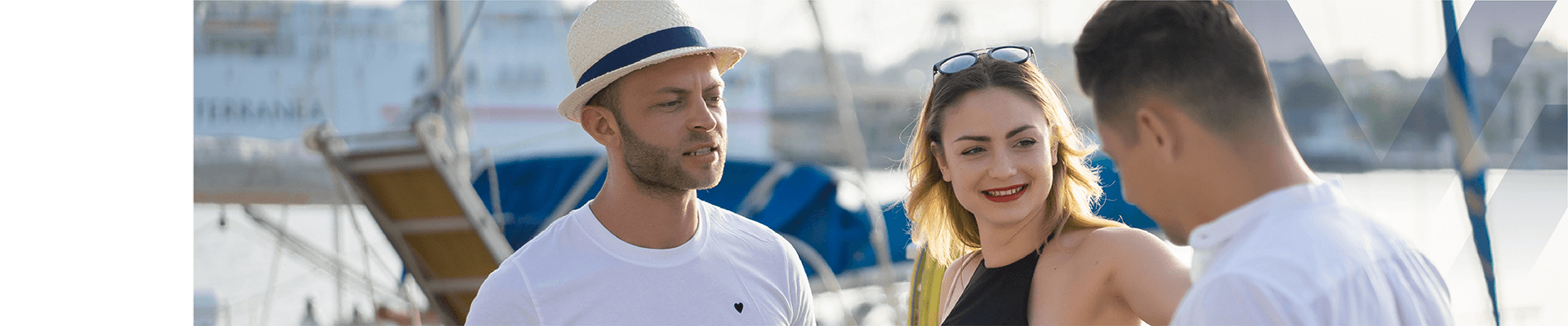 Private yacht seller with vessel in marina