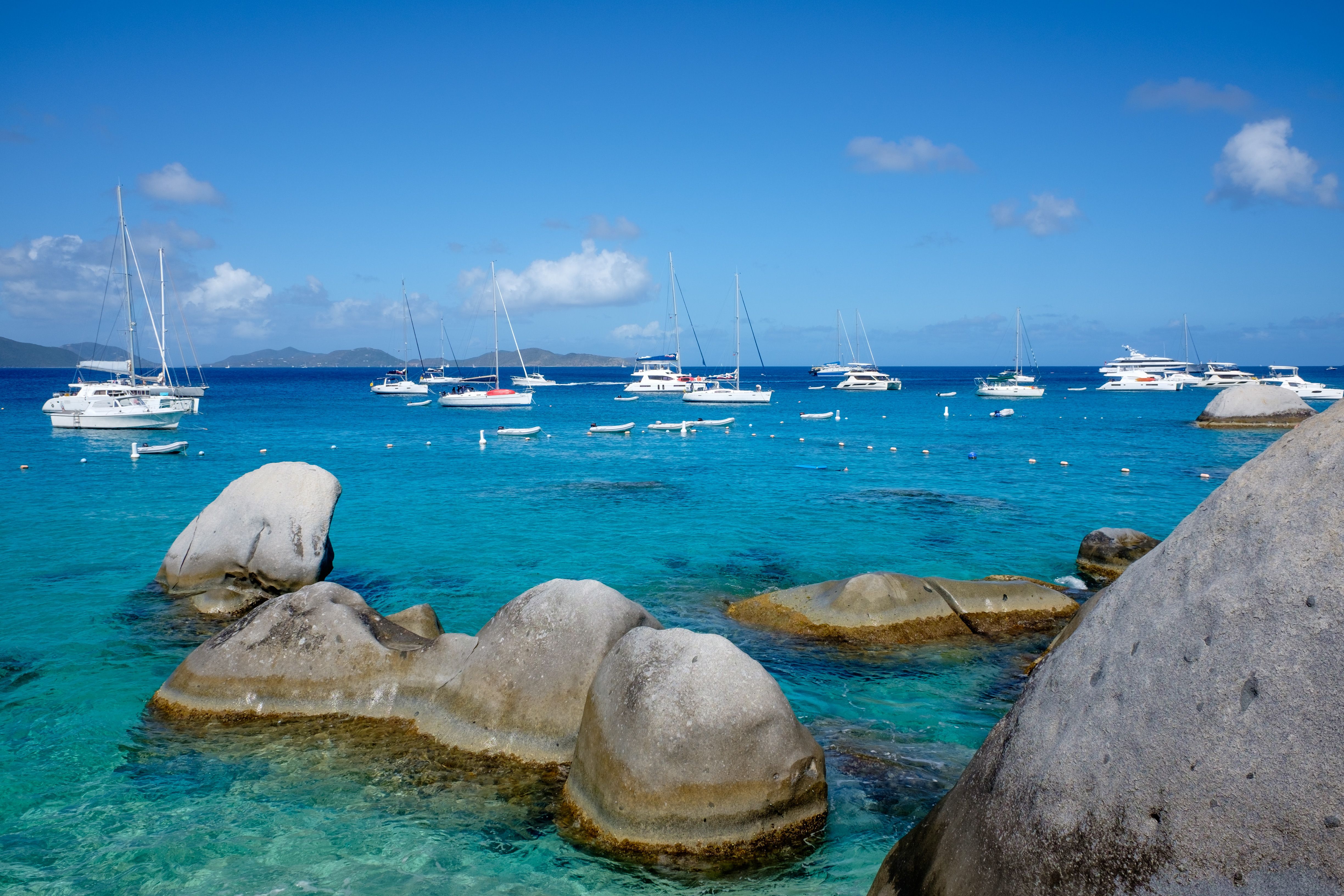 Pristine white sand beaches and clear turquoise waters of the BVI